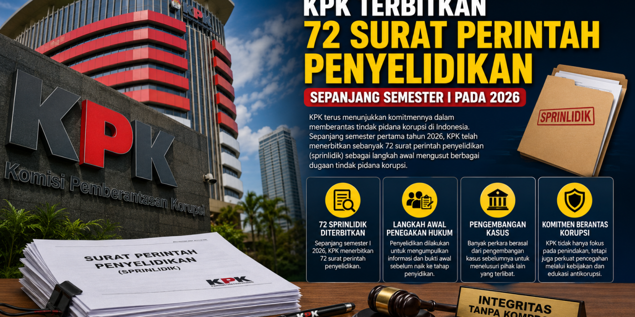 KPK Telah Terbitkan 72 Sprindik Korupsi Pada Semester I 2026